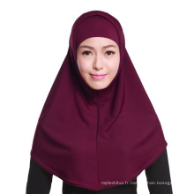 2017 lady pas cher en gros couleur unie arabe une pièce écharpe instantanée hijab cap